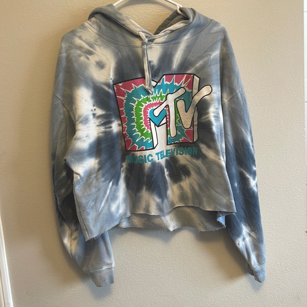 MTV Cropped Tie-Dye Hoodie